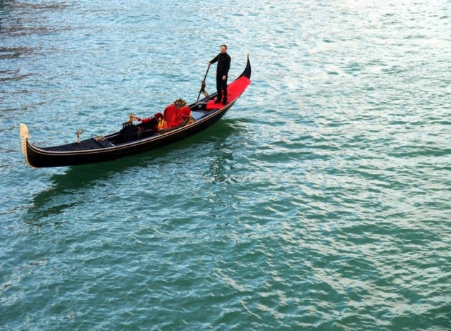 A gondola on the waters of Venice