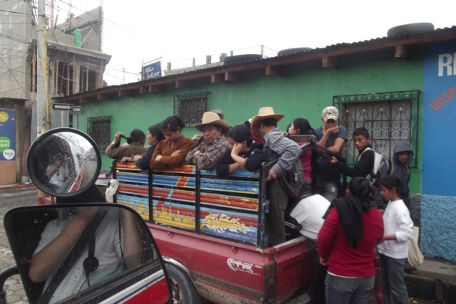 A crowded transport in Guatemala