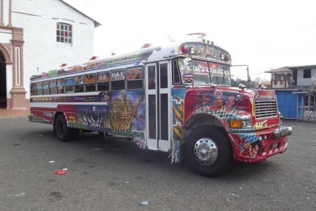 A colourful chicken bus of Central America