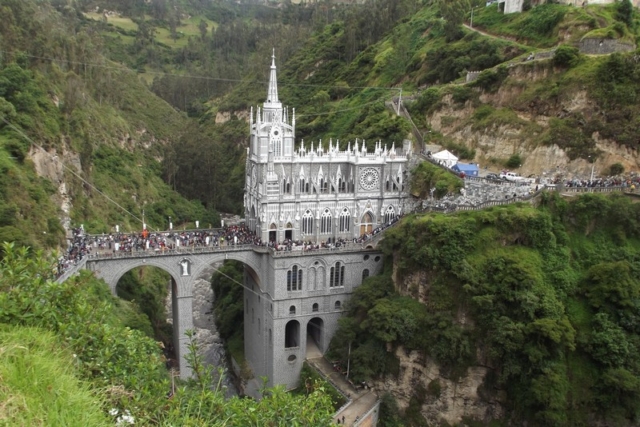 The spectacular Las Lajas Sanctuary during Semana Santa, Ipiales, Colombia