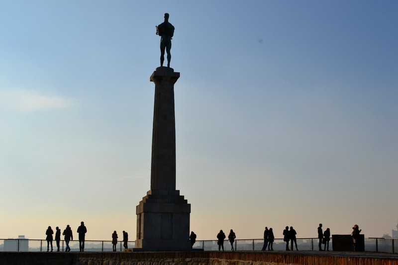 The Victor monolith and statue at Belgrade Fortress