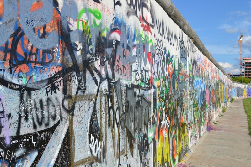 A graffiti covered section of the East Side Gallery in Berlin
