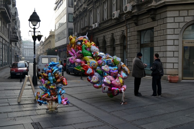A balloon seller on the streets of Belgrade