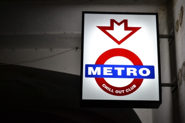 The sign for the Metro Chill Out Club in Olomouc