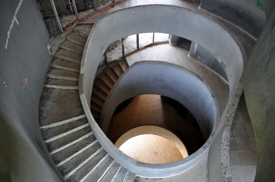 A staircase inside the Croatian monument