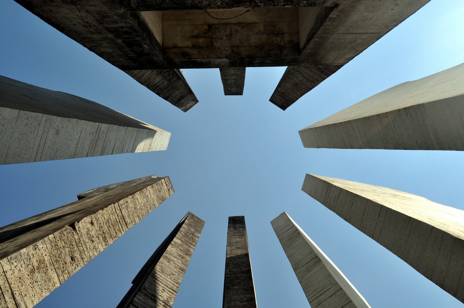Looking up in the centre of the monument
