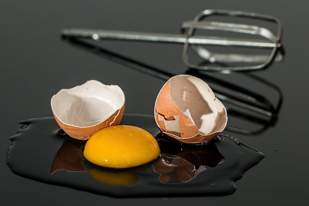 egg and broken eggshell